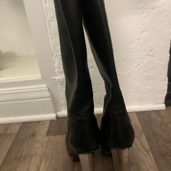 Yves Saint Laurent YSL Tabita Winter Boots Lambskin Black Silver Platform EU 37 - Picture 5 of 6